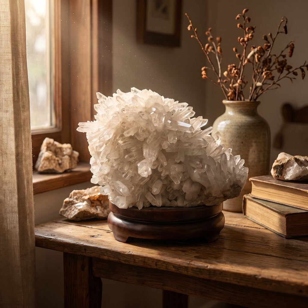 Clear Quartz Crystal Cluster – 12.4 kg — scene