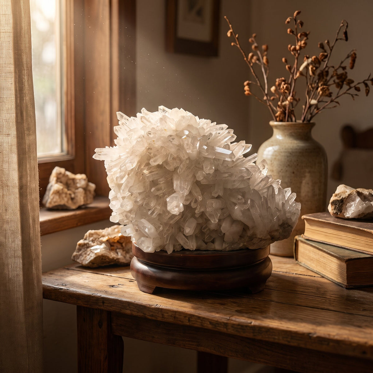 Clear Quartz Crystal Cluster – 12.4 kg — scene