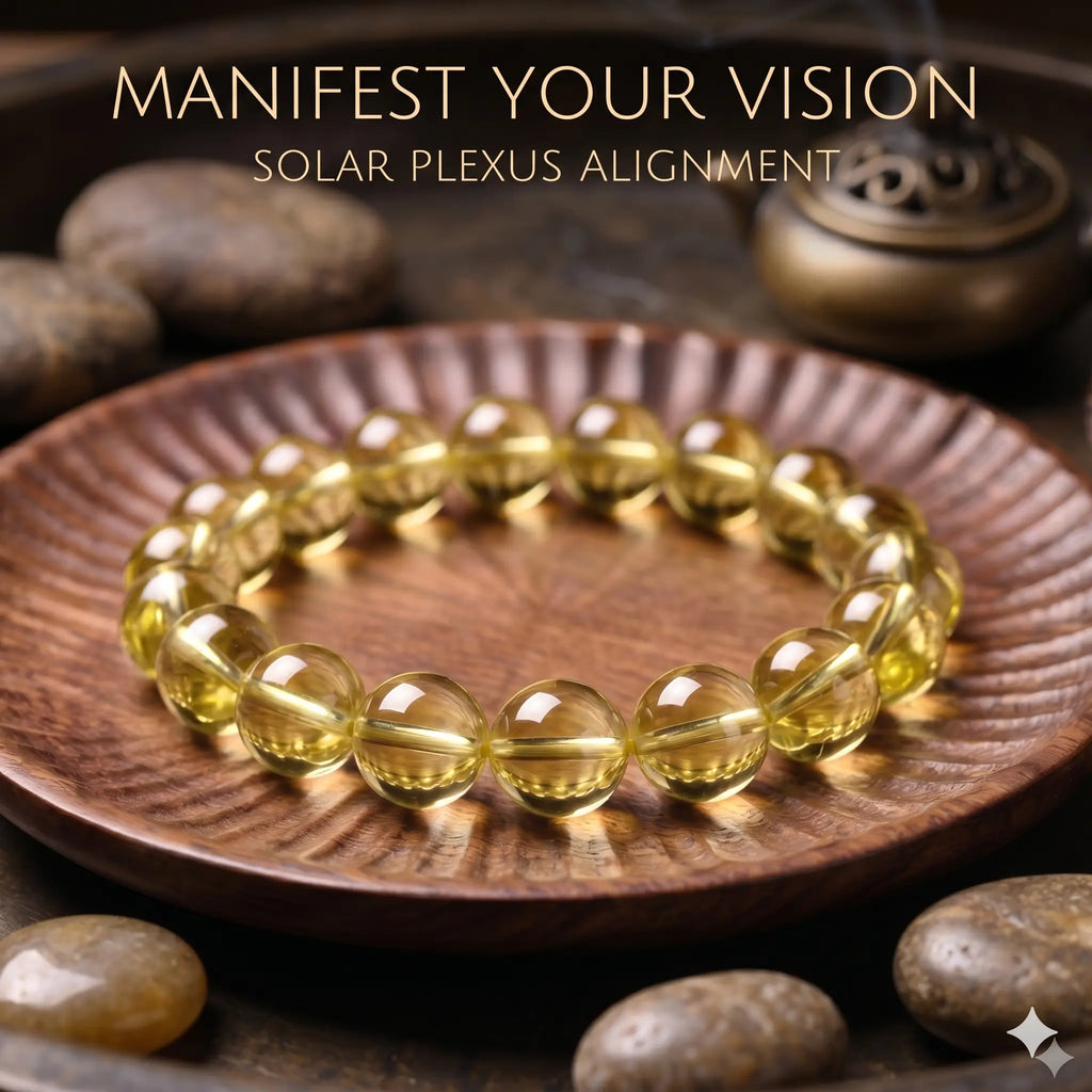 Golden Aura Citrine bracelet, 8mm 10mm 12mm round beads, polished natural stone — EneraField