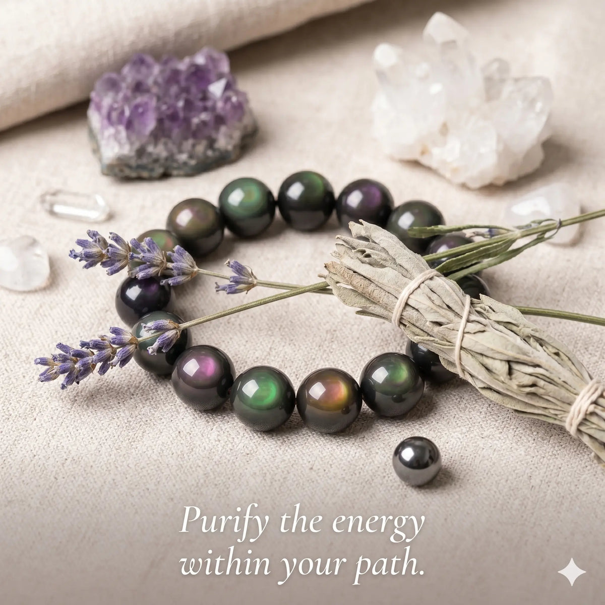 Rainbow Obsidian bracelet, alternate angle 4 — EneraField