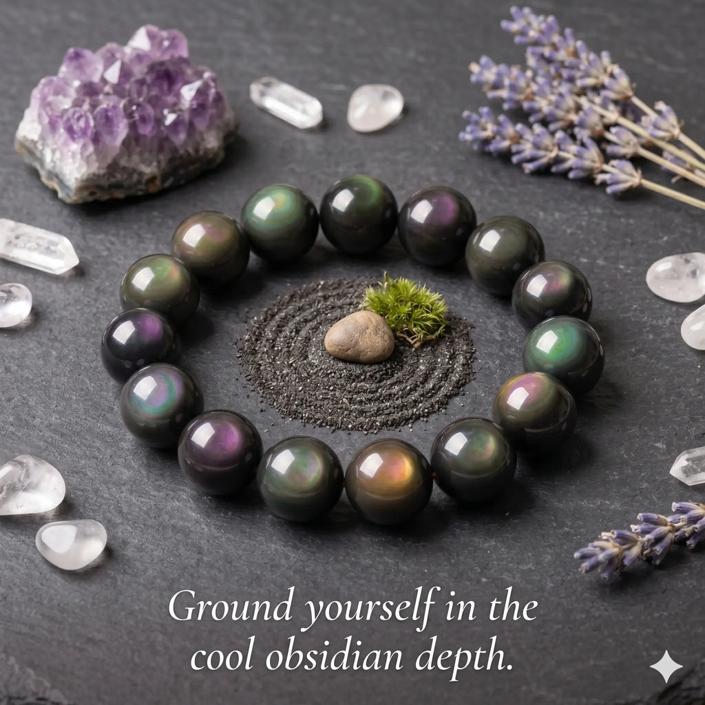 Rainbow Obsidian bracelet, alternate angle 5 — EneraField