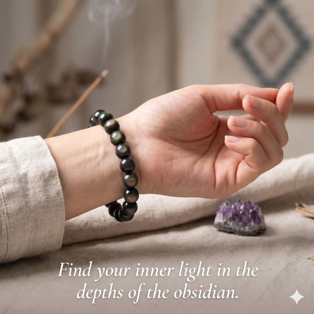 Rainbow Obsidian bracelet, alternate angle 6 — EneraField