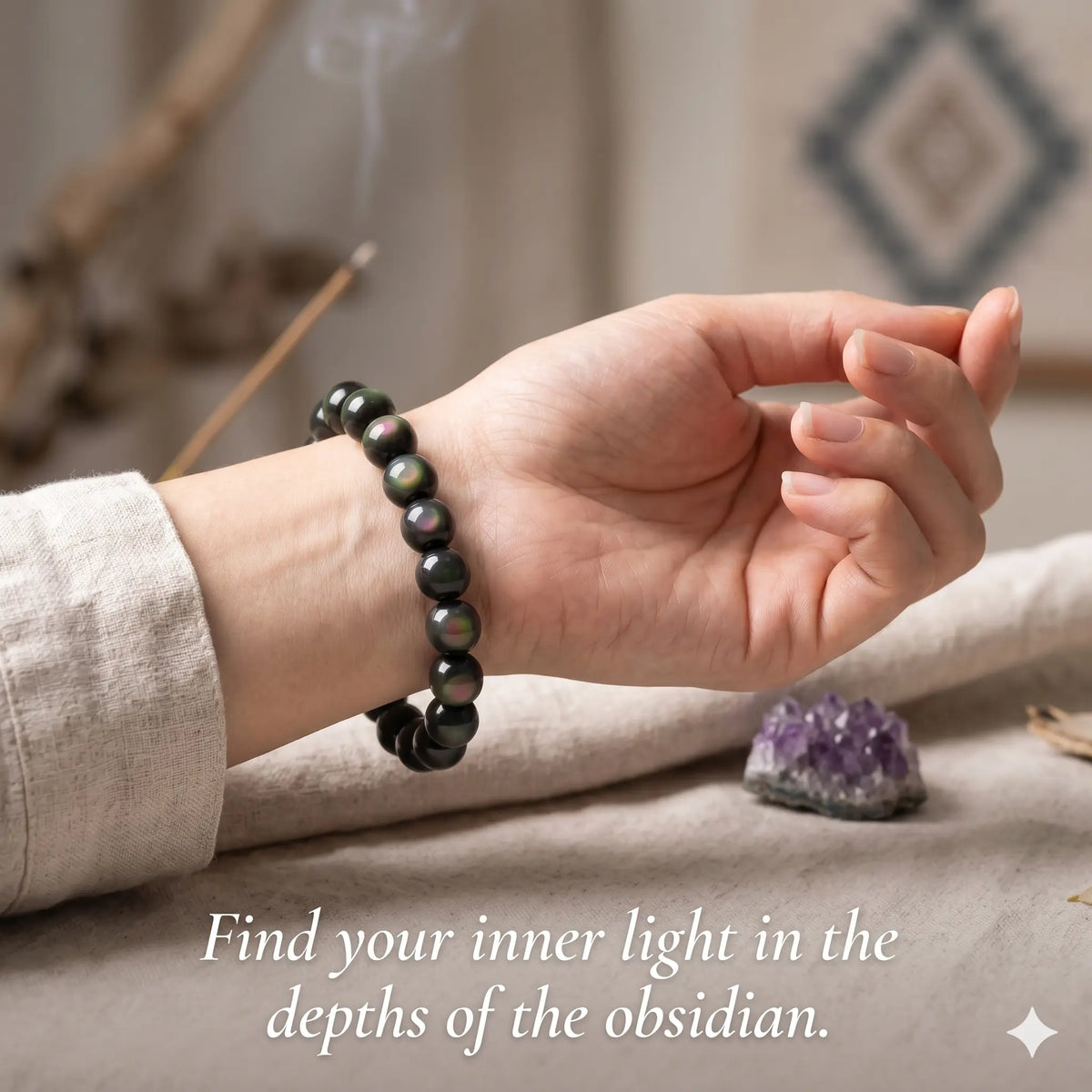 Rainbow Obsidian bracelet, alternate angle 6 — EneraField