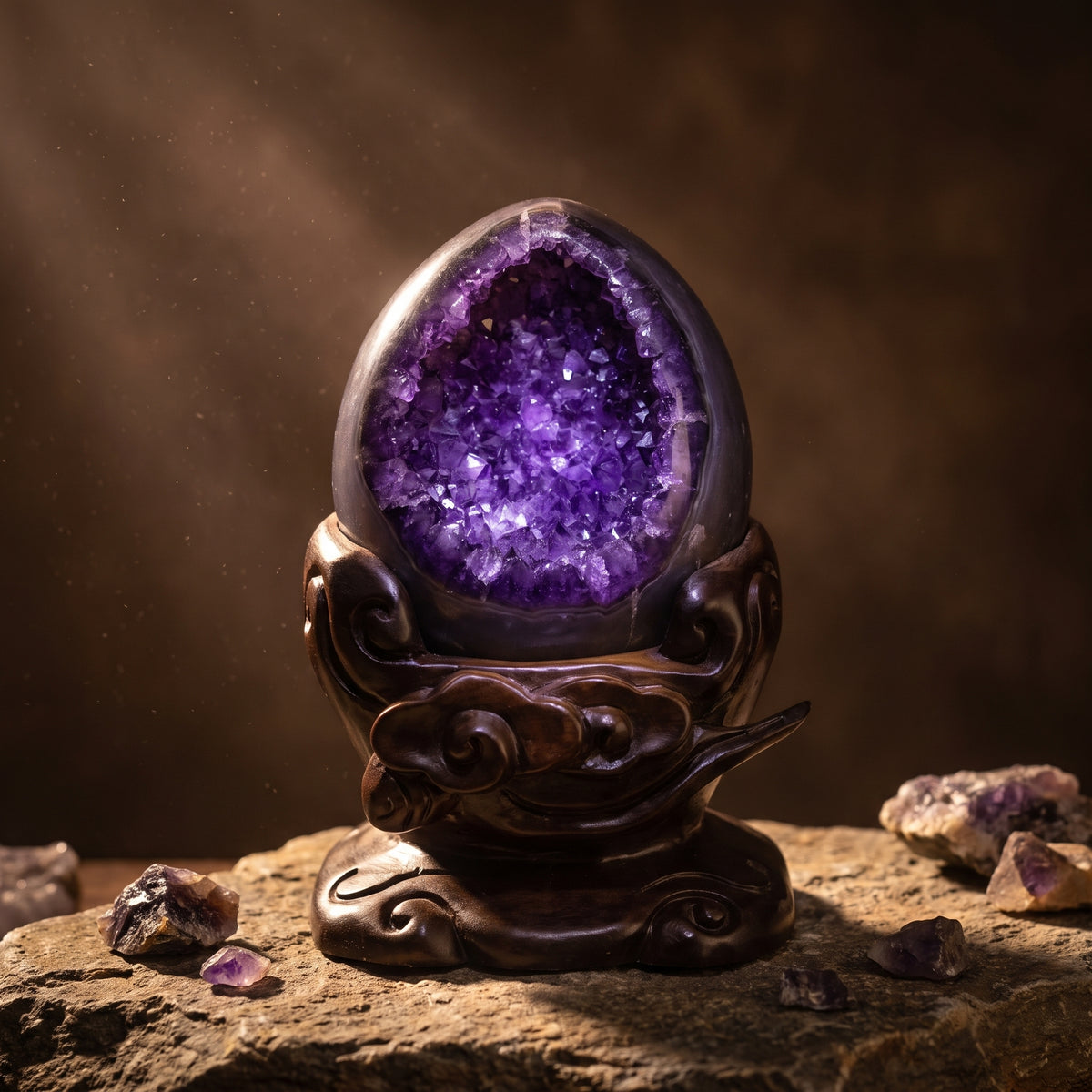 Amethyst Amethyst Geode — 恐龙蛋 – Holding a Room — energy light