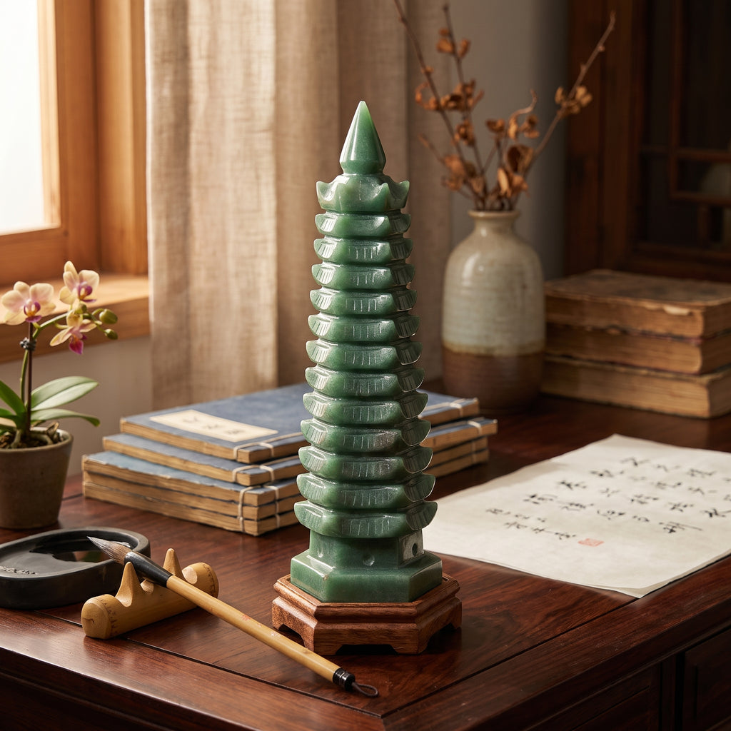 Green Aventurine Wenchang Pagoda – Study & Advancement — in a real interior