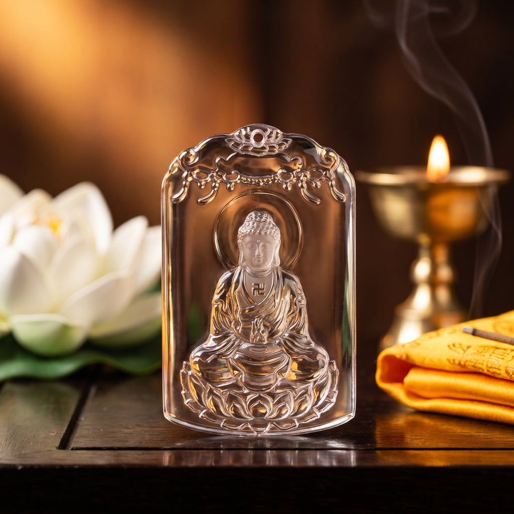 Clear Quartz Buddha Pendant – Protection & Calm — hero view