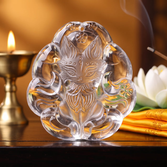 Clear Quartz Nine-Tailed Fox – Magnetism & Being Seen | Hand-Carved in Donghai, China