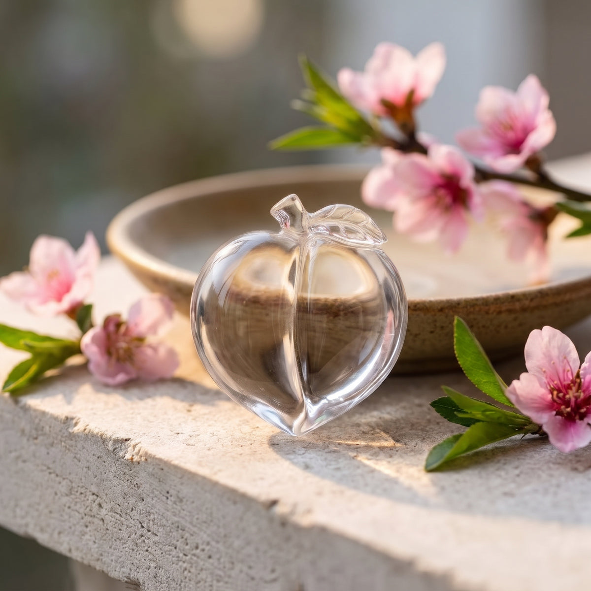 Clear Quartz Peach Charm – Long Life & Warding — hero view