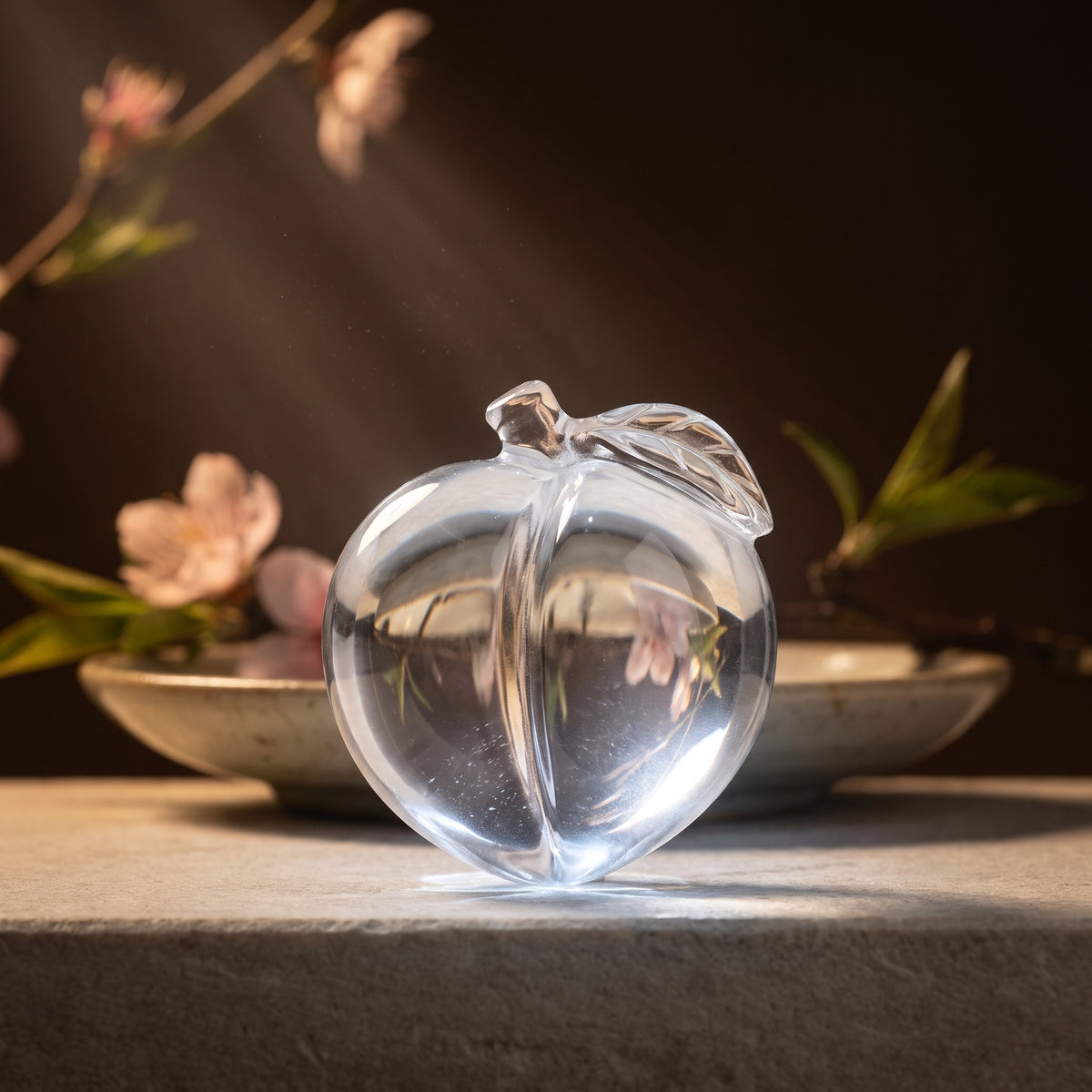 Clear Quartz Peach Charm – Long Life & Warding — energy light