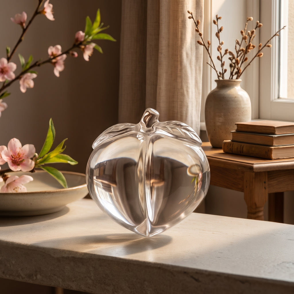 Clear Quartz Peach Charm – Long Life & Warding — in a real interior