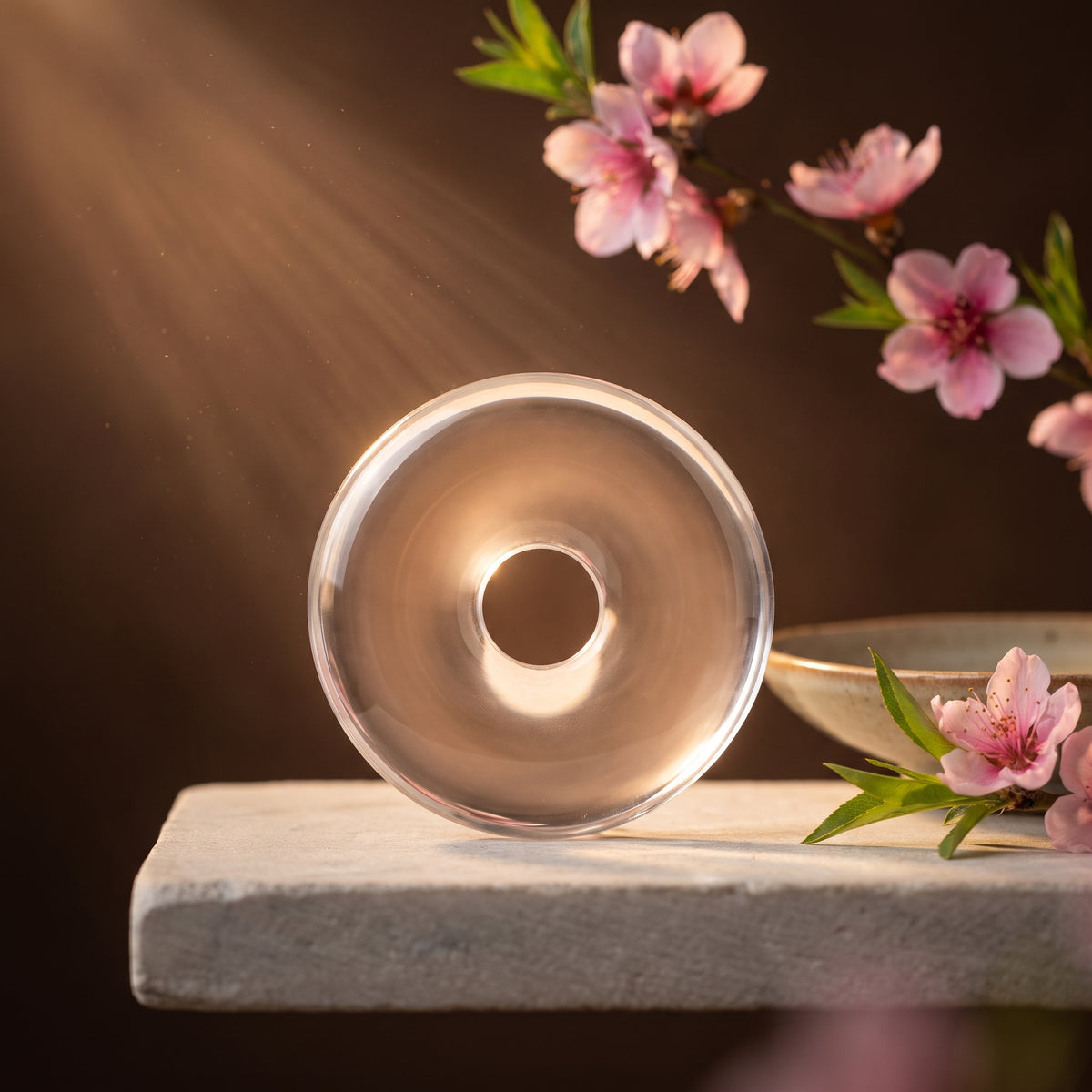 Clear Quartz Pi Disc – Peace & Wholeness — energy light