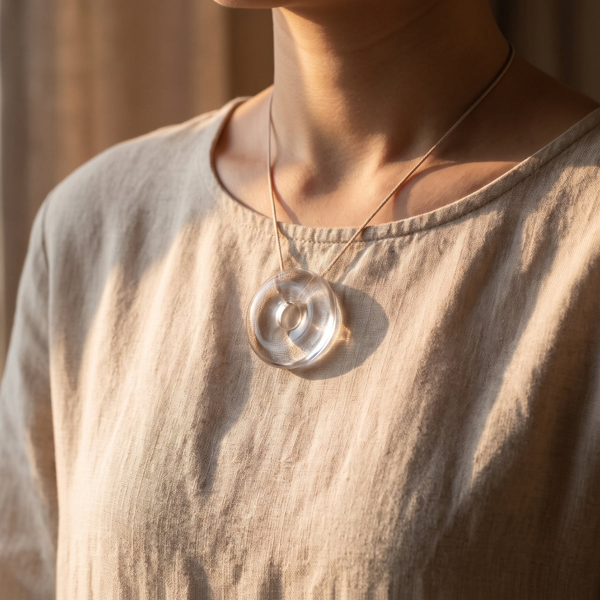 Clear Quartz Pi Disc – Peace & Wholeness — display at home