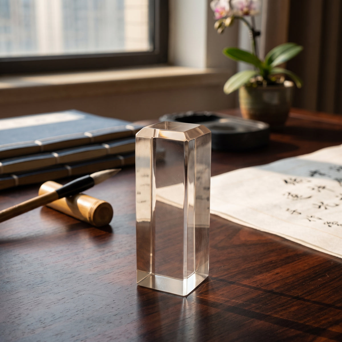 Clear Quartz Crystal Seal – Authority & Signature — in a real interior