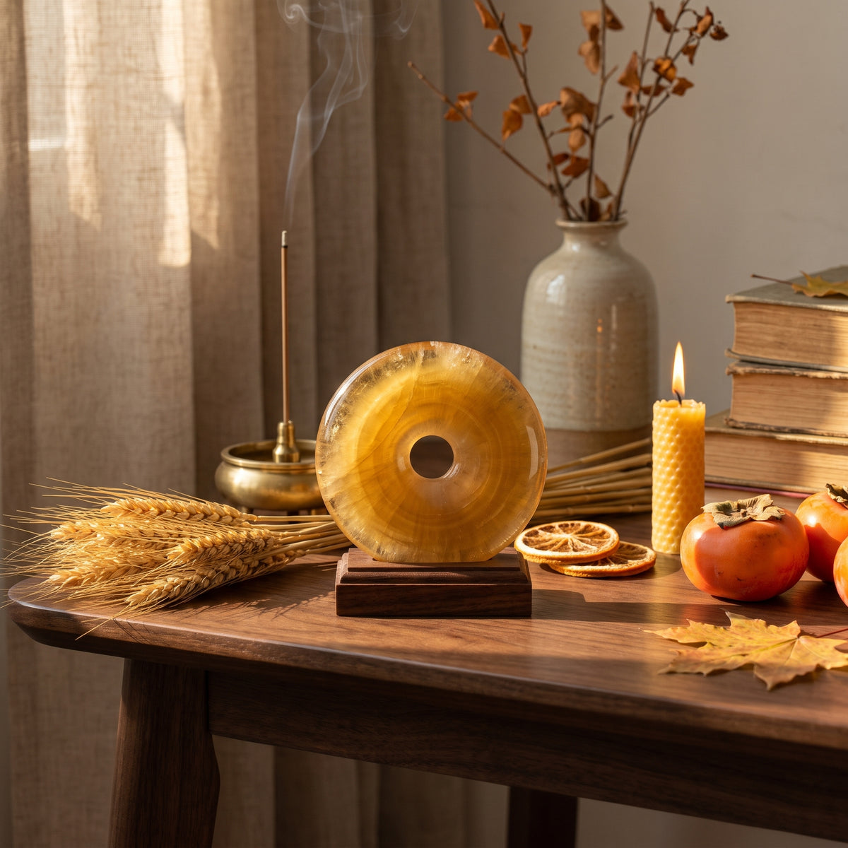 Citrine Pi Disc – Peace & Wholeness — in a real interior