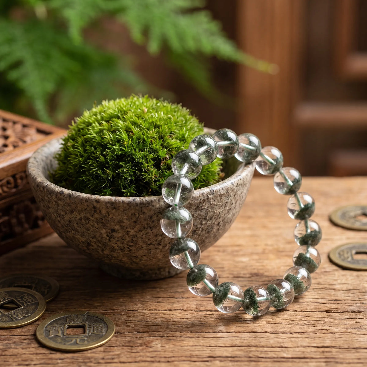 Green Phantom Quartz bracelet, alternate angle 3 — EneraField