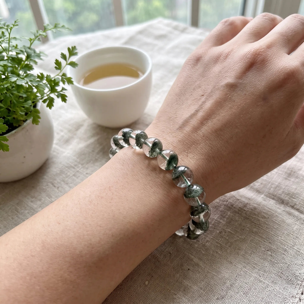 Green Phantom Quartz bracelet, alternate angle 4 — EneraField