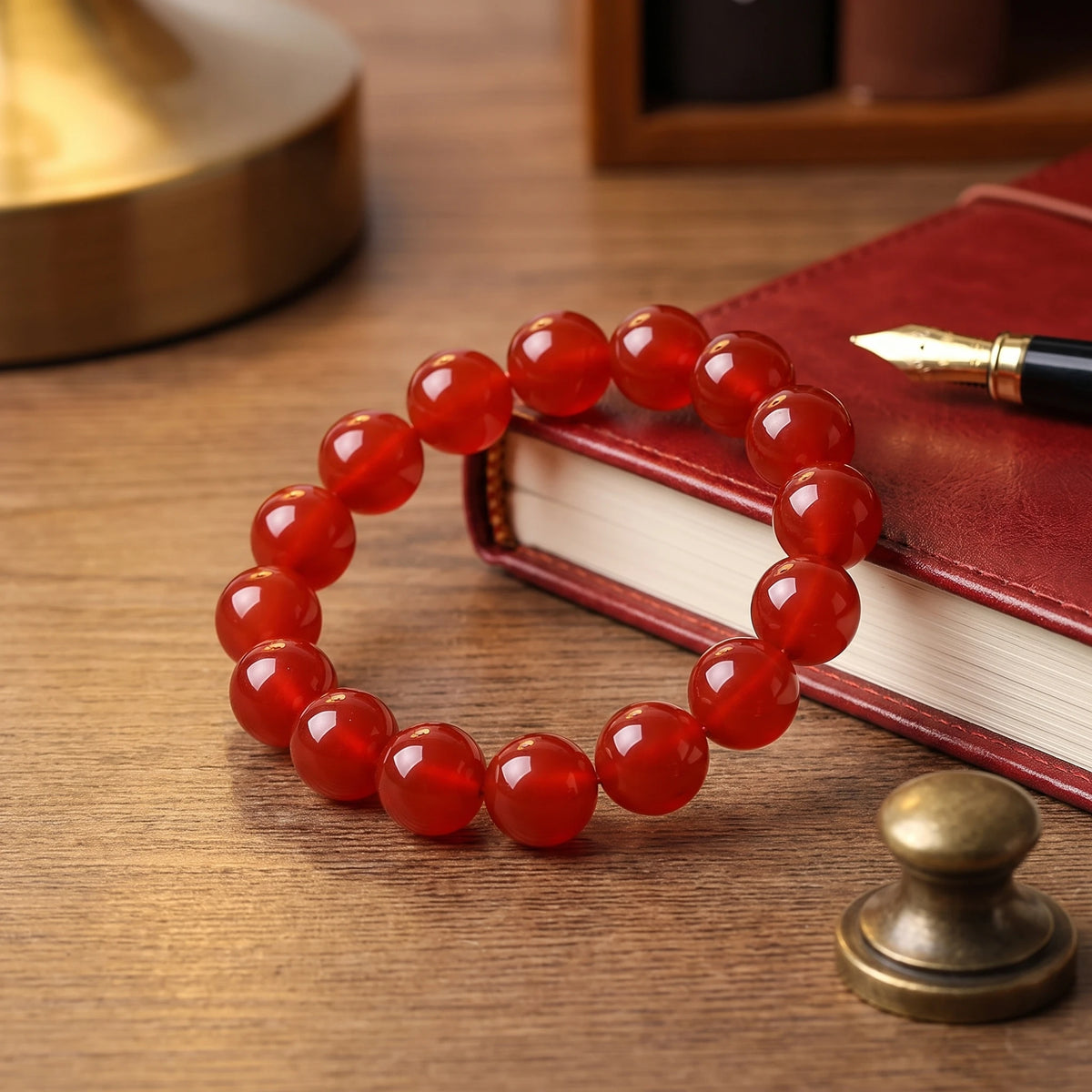 Red Agate bracelet, alternate angle 5 — EneraField (Fire element)