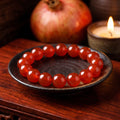Red Agate bracelet, 8mm 10mm 12mm round beads, career breakthrough, polished natural stone — EneraField (Fire element)