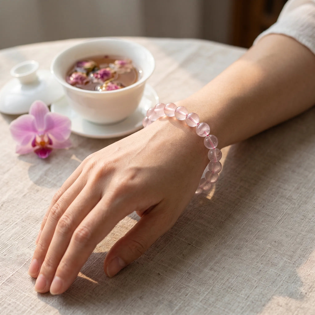 Rose Quartz bracelet, alternate angle 4 — EneraField