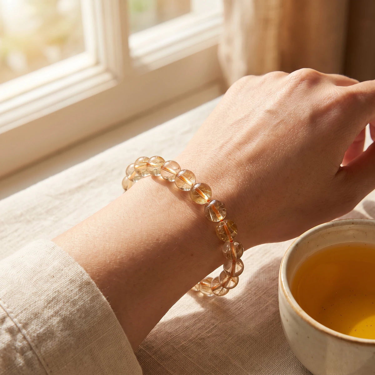 Rutilated Quartz bracelet, alternate angle 4 — EneraField