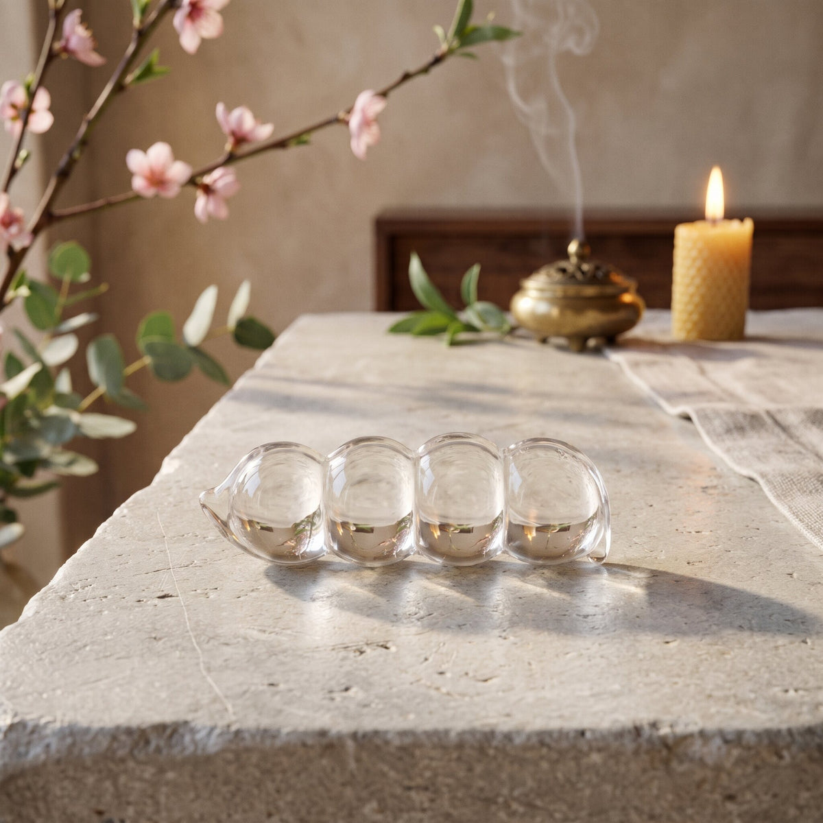 Clear Quartz Four-Season Bean – Steady Fortune All Year — wear